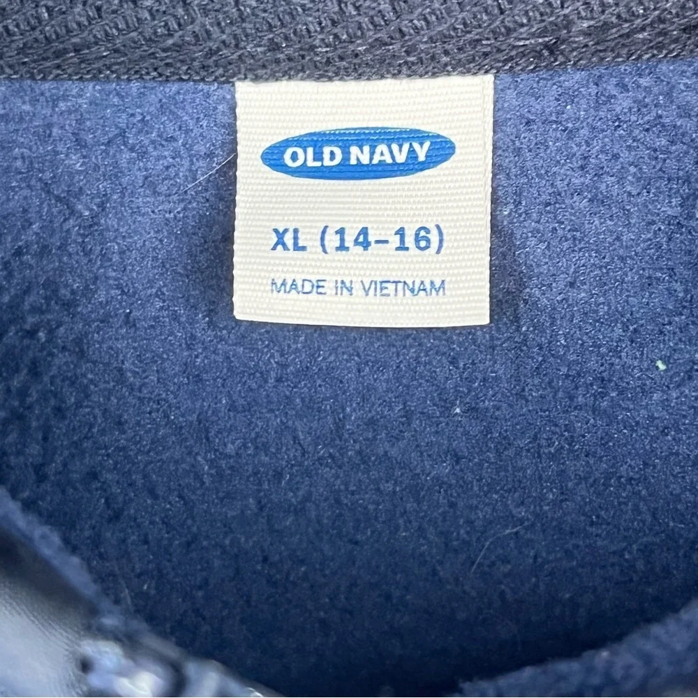 Old Navy Kids fleece‎ zip up jacket/sweatshirt Navy Blue XL (14-16) Cozy Soft